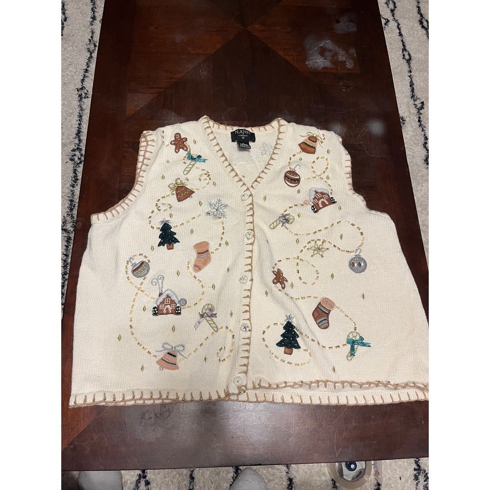 Planet & Company Christmas holiday Womens XL Sweater Vest embroidered